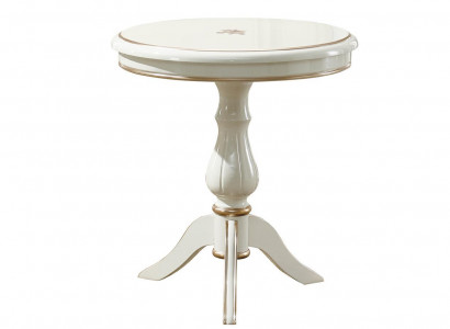 White Side Table Round Classic Wood Design Living Room Furniture Luxury Elegant
